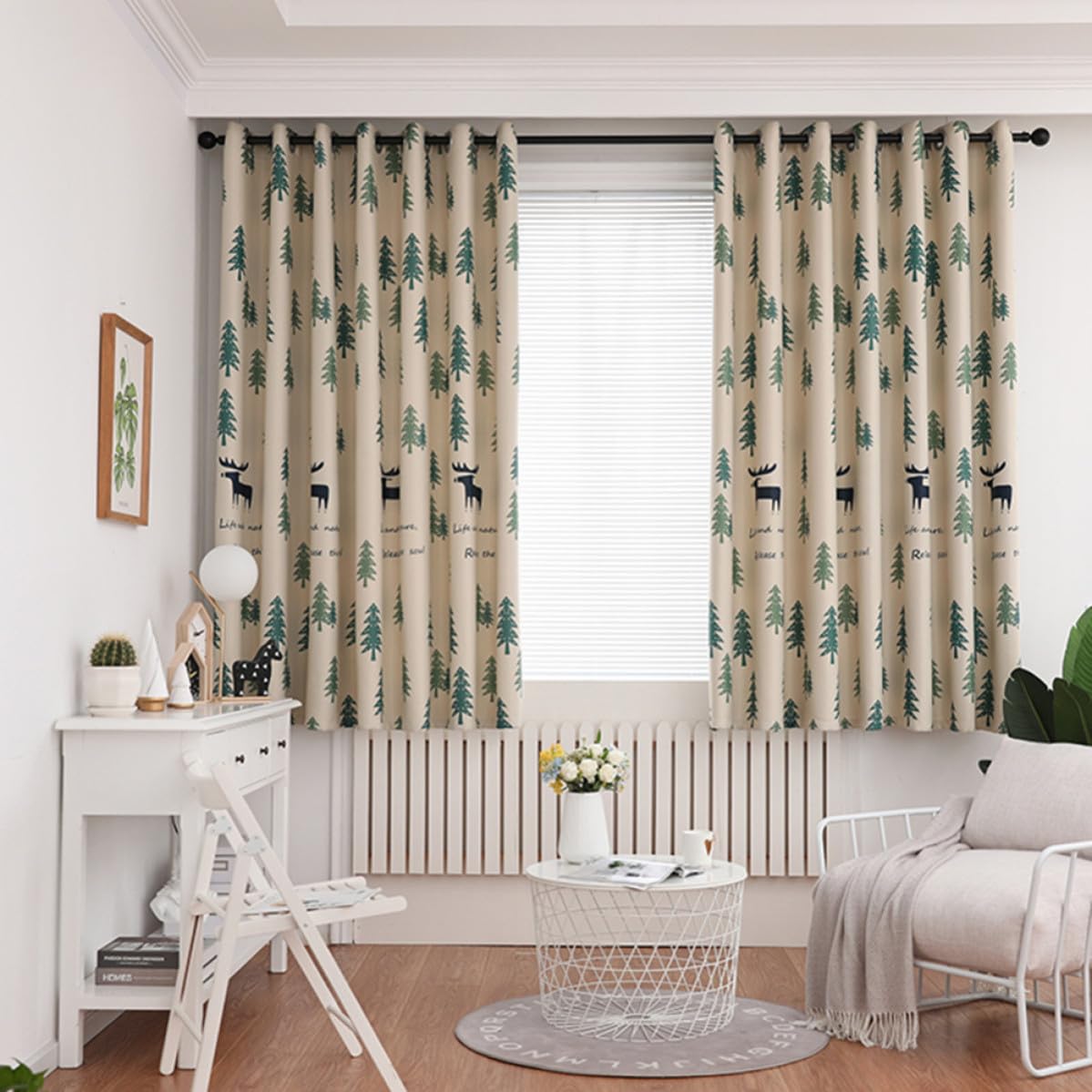 ULTECHNOVO Verde Tenda Cm Corta Stampa, Oscurante Cervide, 100x200