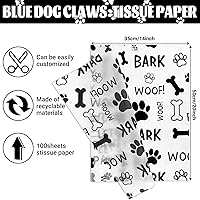Vista 2 de 100 hojas de papel de seda de 20 x 14 pulgadas, papel de seda con estampado de patas de perro, papel de seda con patrón de ladridos Let's Pawty Woof