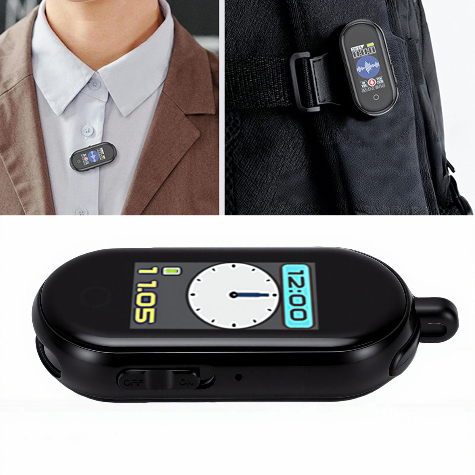 GOWENIC Registratore Vocale Digitale, Dispositivo di Registrazione Ad Attivazione Vocale con Riduzione del Rumore AI Portatile da 64 GB con Clip Posteriore per Cordino da Polso per