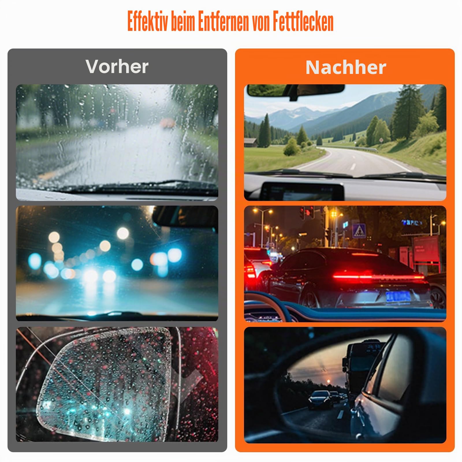 Handheld Ölfilm Entferner für Glas, 2er Pack Glasreiniger Emulsion mit Reinigungsbürste, Windschutzscheiben Reiniger und Scheibenreiniger Auto, für klare Sicht