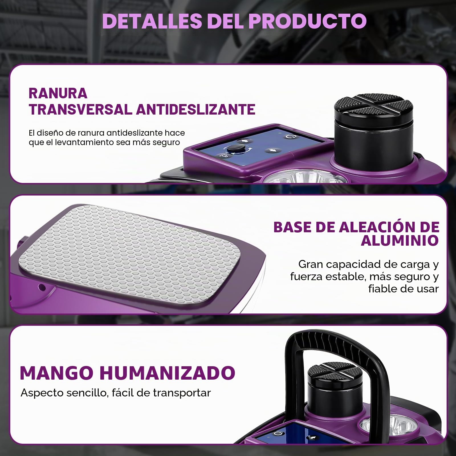 Gato Hidráulico Electrico Coche 5T con Batería 12V 2.0Ah, Altura 15-45cm | con Bomba Inflable y Luz LED, Gato Elevador para Auto/SUV/Camión, Cambio de Neumáticos