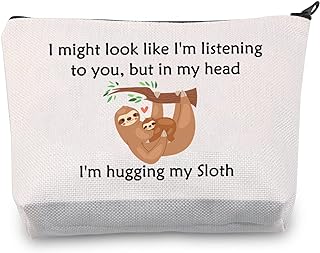 LEVLO Funny Sloth Lover Gift Cute Sloth Bags I'm Hugging My Sloth Makeup Bags Friendship Sloth Lovers Birthday Christmas Gift, I'm Hugging My Sloth