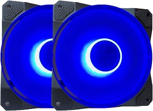 APEVIA CO212L-BL Cosmos 120mm Blue LED Ultra Silent Case Fan w/ 16 LEDs & Anti-Vibration Rubber Pads (2 Pk)