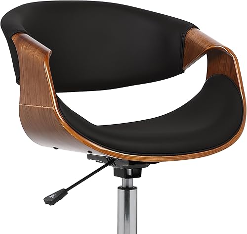 Miniatura 59 de Armen Living LCDAOFCHBL Daphne Silla de oficina de piel sintética negra, con acabado cromado. Bellevue,Cuero de imitación negro,Acabado