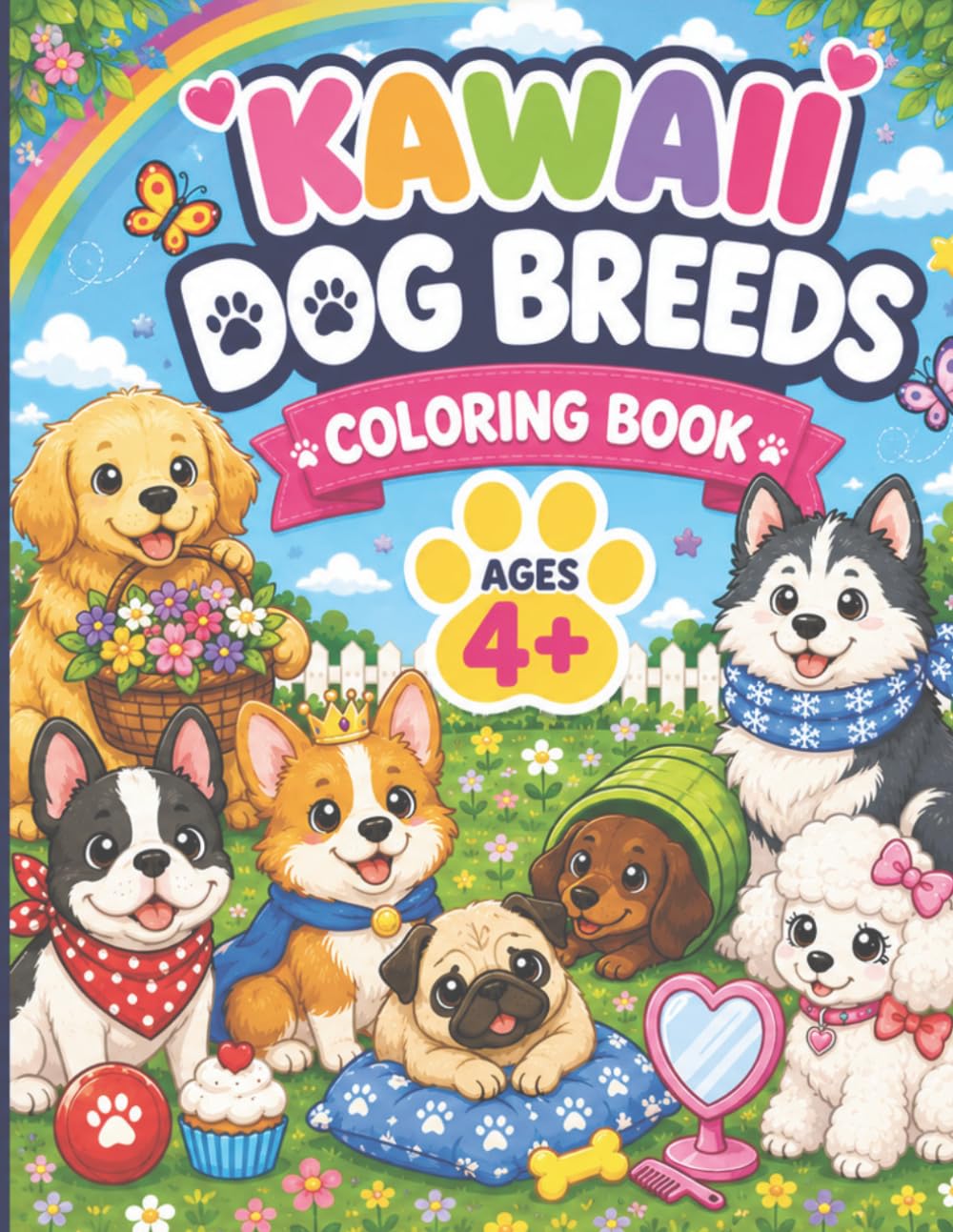 Kawaii Dog Breeds Coloring Book: Cute Puppies & Adorable Dogs to Collar
