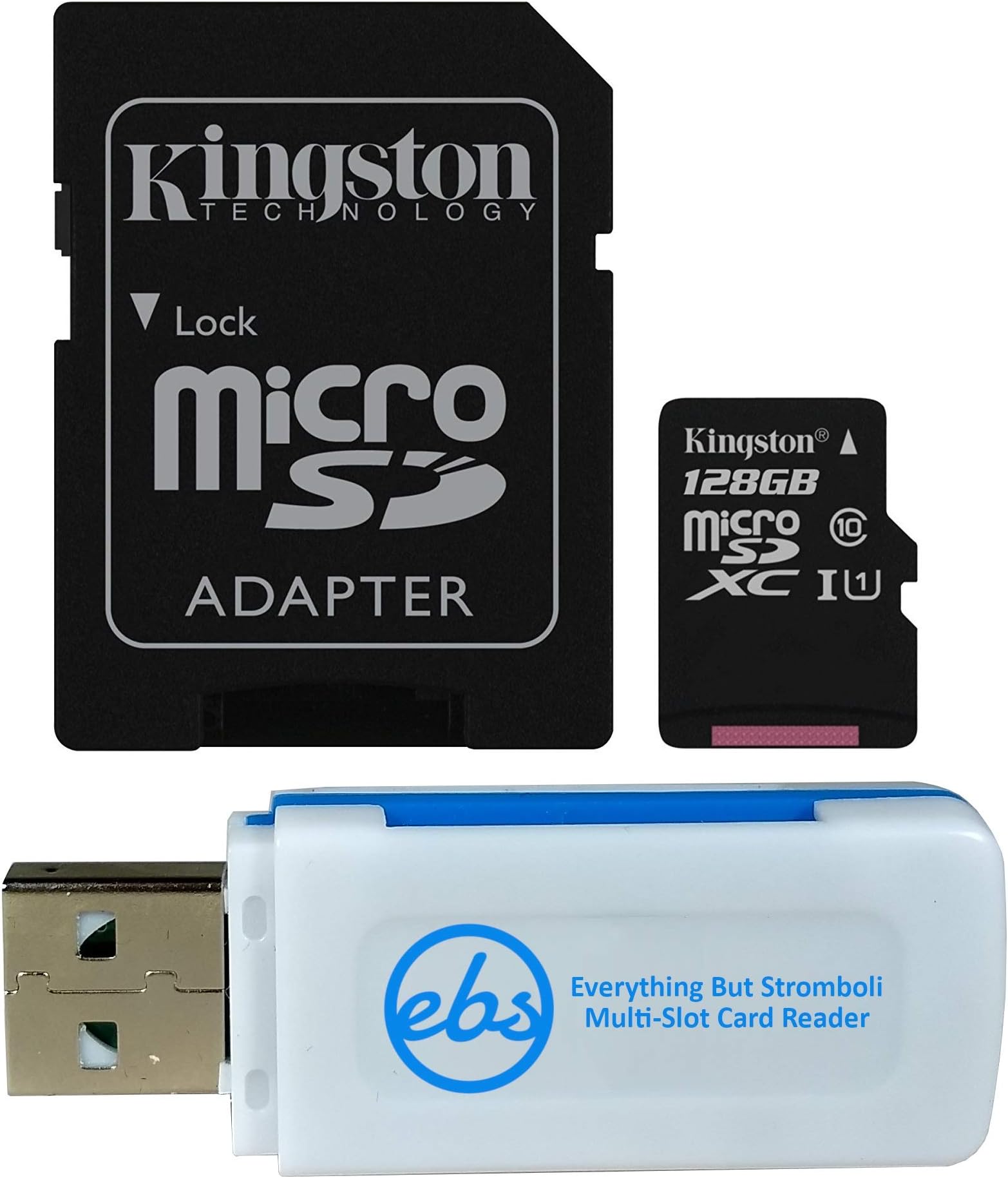 Kingston256GB SDXC Micro Canvas Select Memory Card and Adapter Bundle Works with Samsung Galaxy A10, A20, A70 Cell Phone (SDCS/256GB) Plus 1 Everything But Stromboli (TM) MicroSD and SD Card Reader