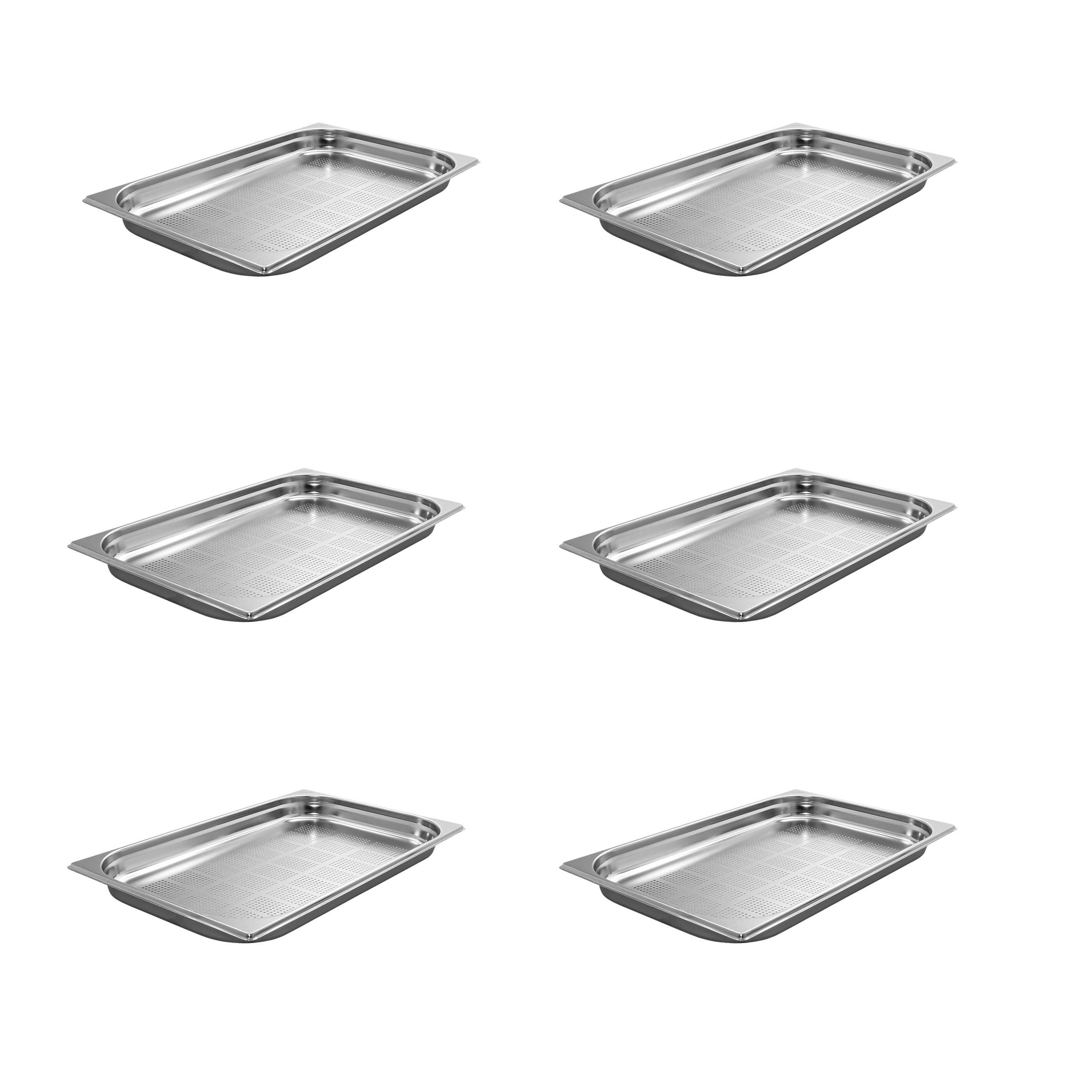 6 recipientes GN 1/1 Gastronorm de acero inoxidable 5,0 litros de profundidad 40 mm Gastronorm perforados