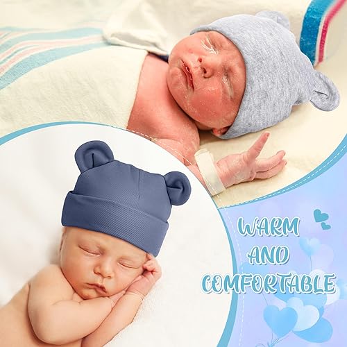 Miniatura 4 de Toulite 6 unidades de gorros prematuros de algodón para bebés prematuros gorros de bebé lindo gorro de oso orejas de hospital para bebés prematuros