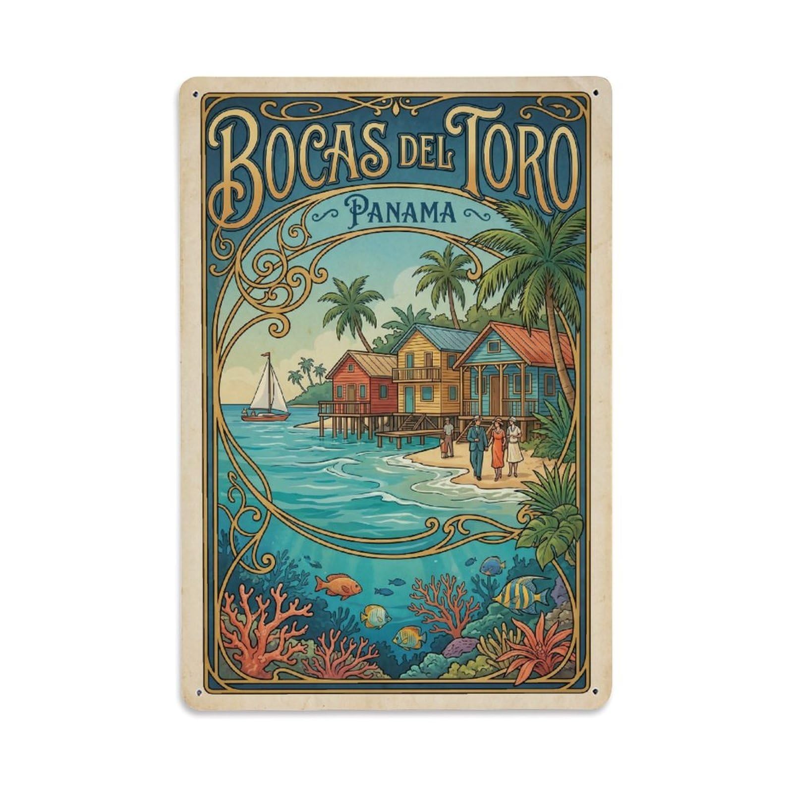 Travel Retro Panama Bocas Del Toro Metal Tin Sign