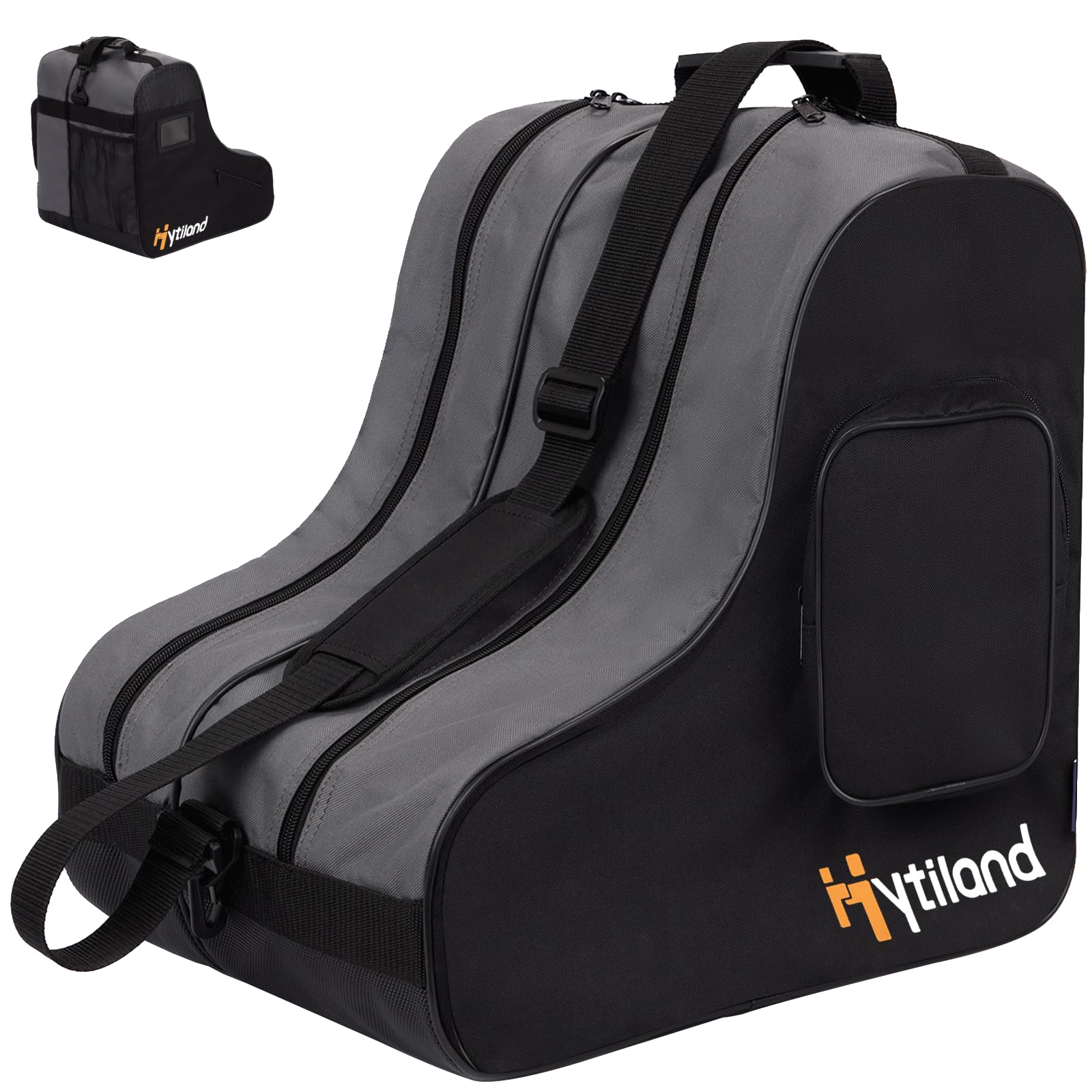 Hytiland Roller Skate Bag, Breathable Ice Skating Bag with Adjustable Shoulder Strap Large Capacity Skate Bag Fit Inline Skates,Ice Skates, and Most Roller Skate Accessories for Kid and Adult, B Black