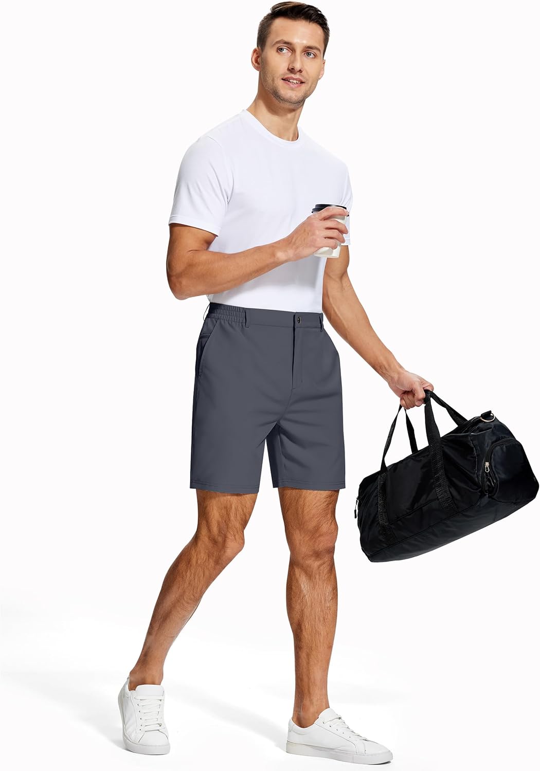Mens Casual Dress Shorts 7 Inch Lightweight Stretch Quick Dry Elastic Waist for Golf Travel Work with 3 Pockets - Image 6
