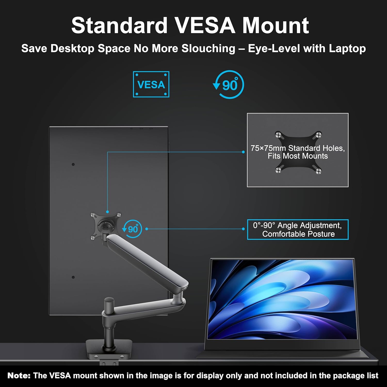 UFYQL 4K Portable Monitor 15.6 Inch, USB-C Laptop Screen with Metal Body & Magnetic Smart Cover, UHD IPS Second Display for MacBook PC, VESA Mountable Travel Monitor
