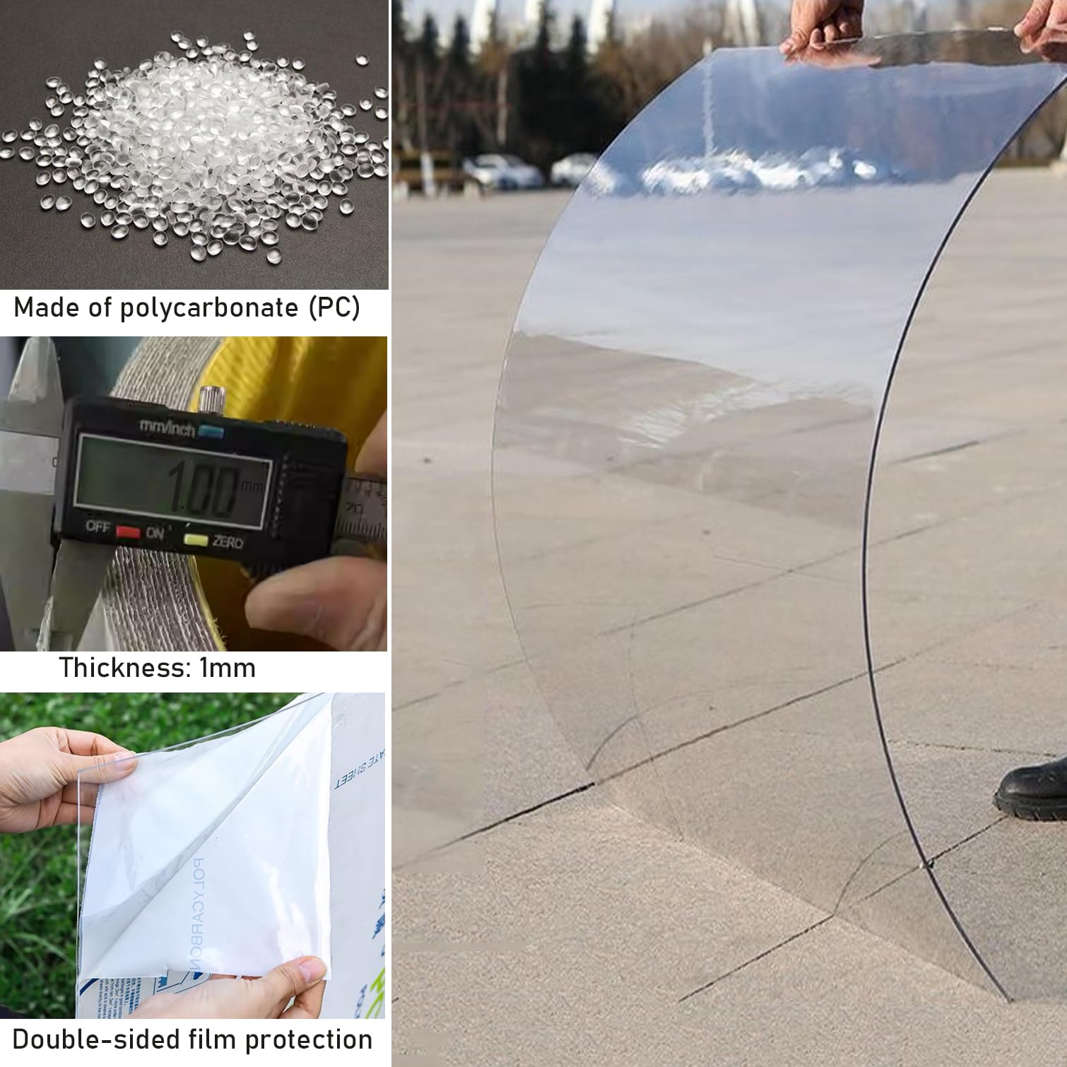 Lastra per Coperture in Policarbonato Trasparente Pannelli per Serre,1mm Spesso Fogli per Tetto in Plastica Resistente UV e Pioggia,Pensilina Estern,Facile Tagliare (0,5m x 3m)