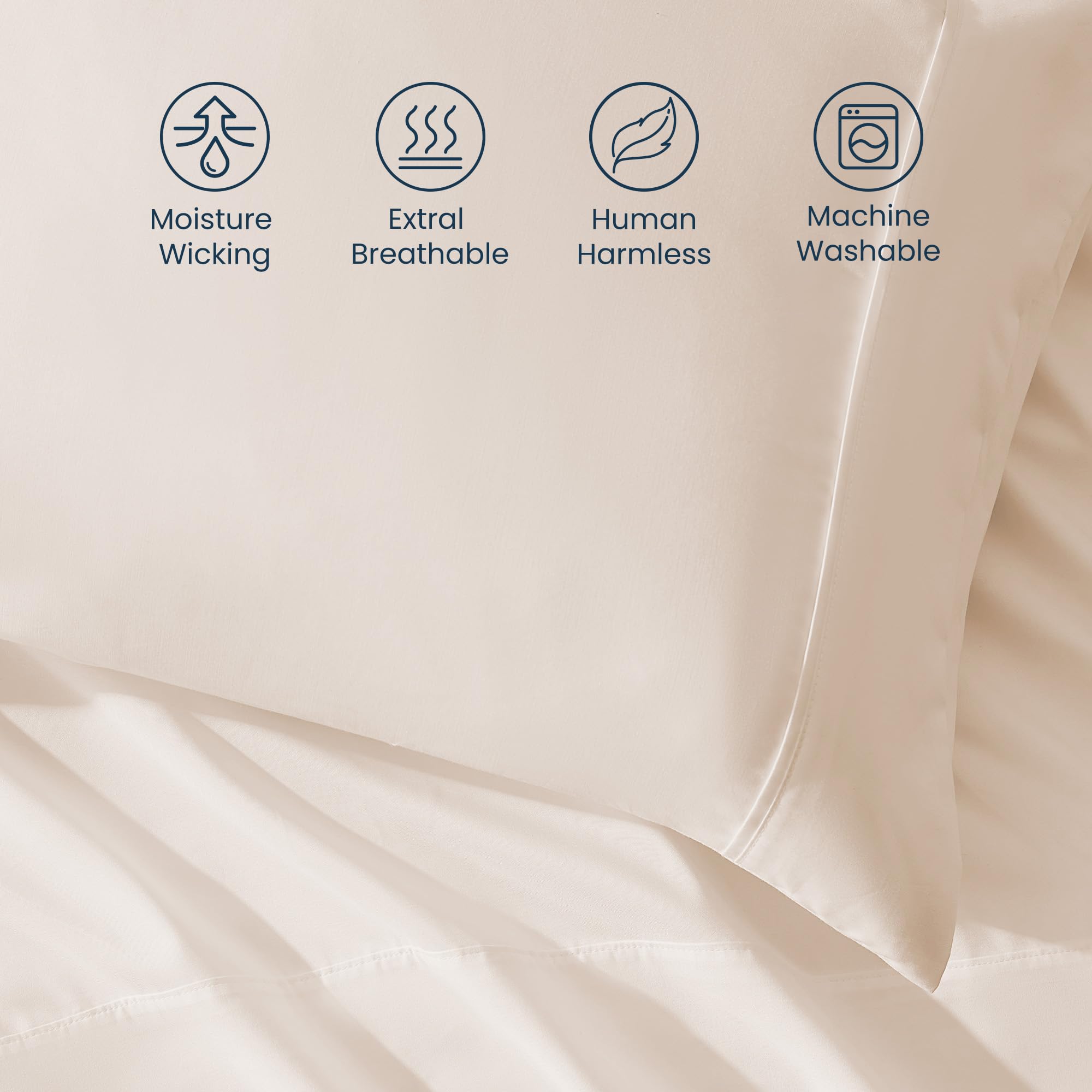 SLEEP ZONE® Nanotex® Super miękkie chłodzące prześcieradła na łóżko king-size, łatwe w pielęgnacji, dopasowane płaskie prześcieradło i poszewki na poduszki, nie gniecie się, nie blaknie, głęboka