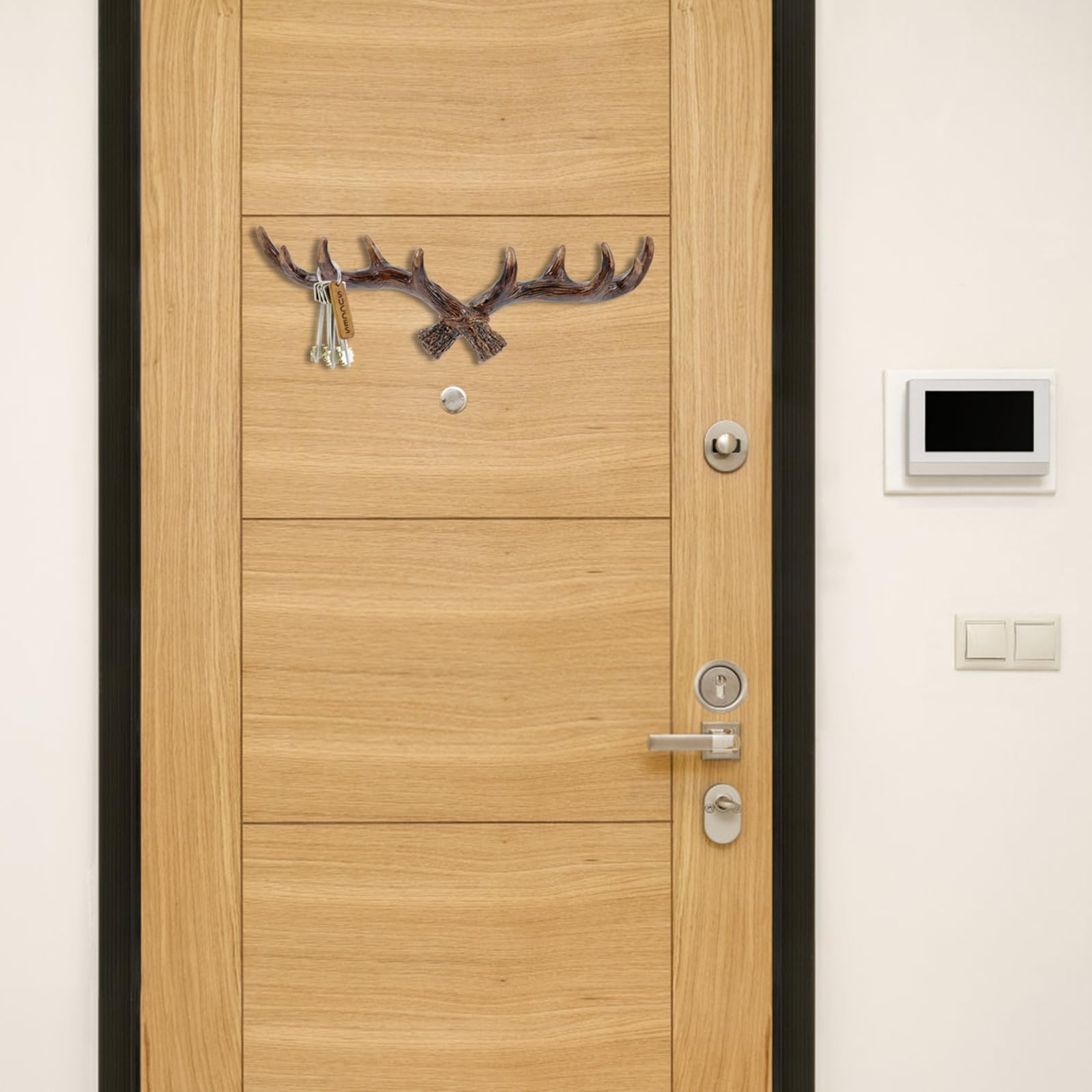 PACKOVE Gancio Appendiabiti Facile Installazione e Rimovibile Marrone in Resina da Parete Forma di Corna di Cervo Stile Retrò per Camera da Letto e Soggiorno