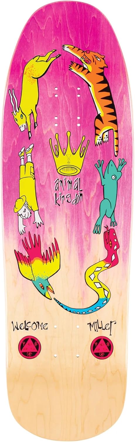 Welcome Skateboard Deck Miller Animal Kingdom on Gaia Pink/Natural 9.6" x 31.75" with Grip