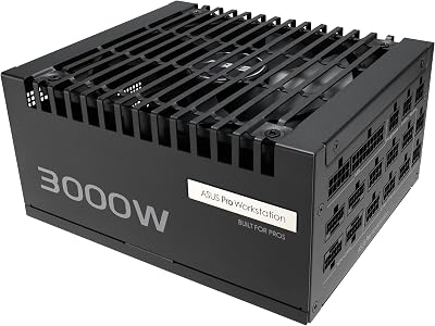 ASUS Pro WS 3000W Platinum Workstation Netzteil (3000 Watt, unterstützt bis zu Vier GeForce RTX 5090 Grafikkarten, ATX 3.1 kompatibel, PCIe 5.1 mit 12V-2×6-Anschlüssen, 80 Plus Platin Zertifiziert)