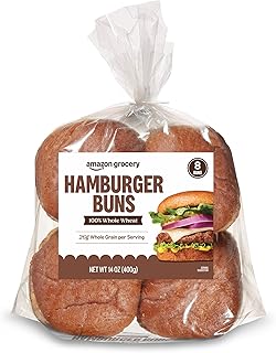 Amazon Grocery, 100% Whole Wheat Hamburger Buns, 14 Oz, 8 Ct (Previously...