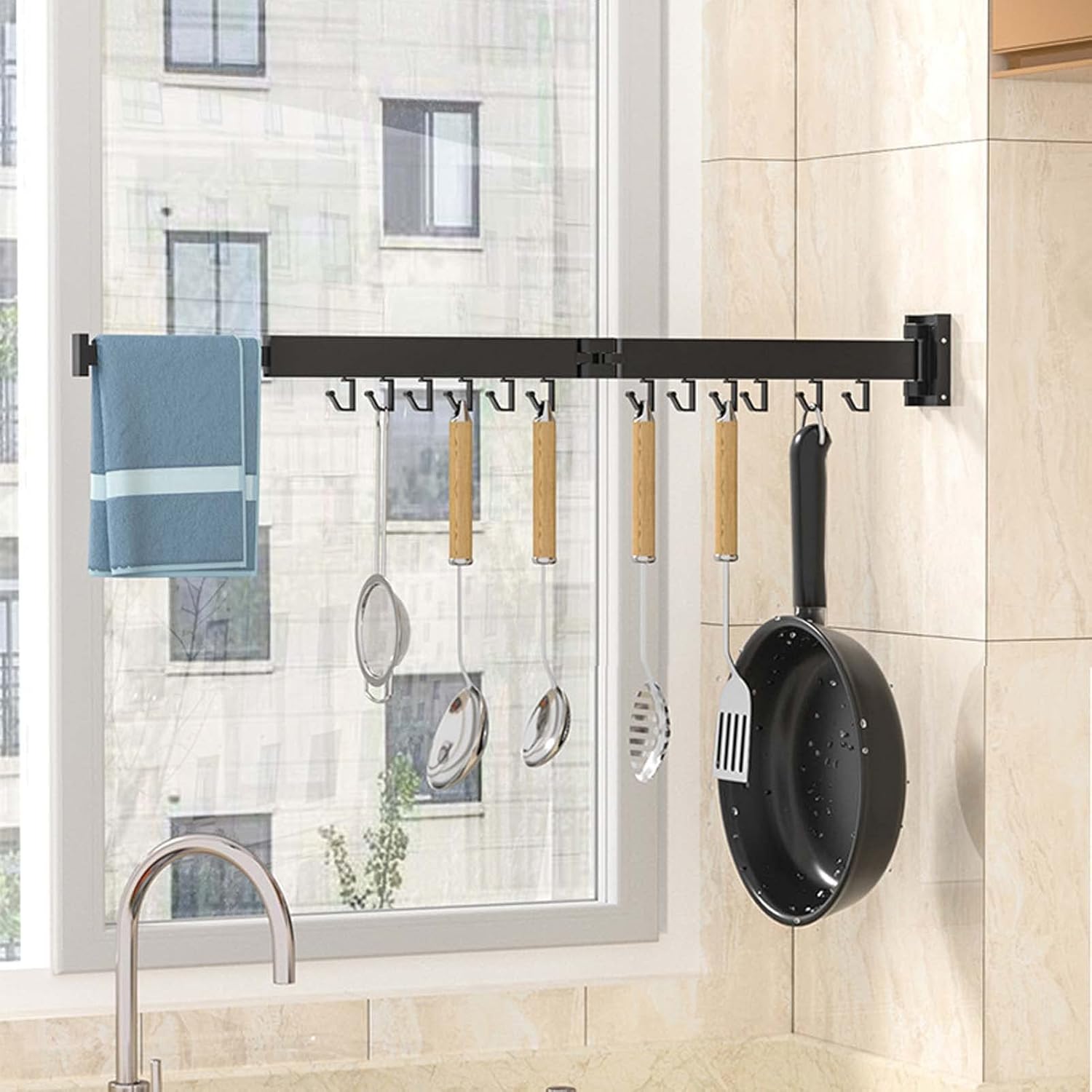 YSUEFIJO Drying Racks for Laundry Foldable, Retractable Clothes Drying Rack, Space Saver Wall Mounted Clothes Rack, Collapsible Clothes Dry Racks, for Balcony, Mudroom, Bedroom