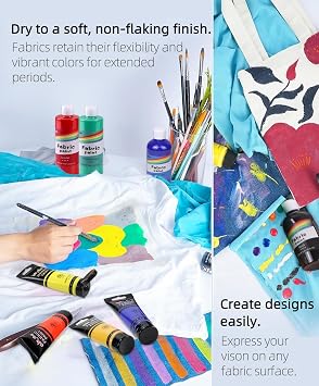 Colorful Permanent Fabric Paint, 16.6oz Textile Paint for DIY Crafts