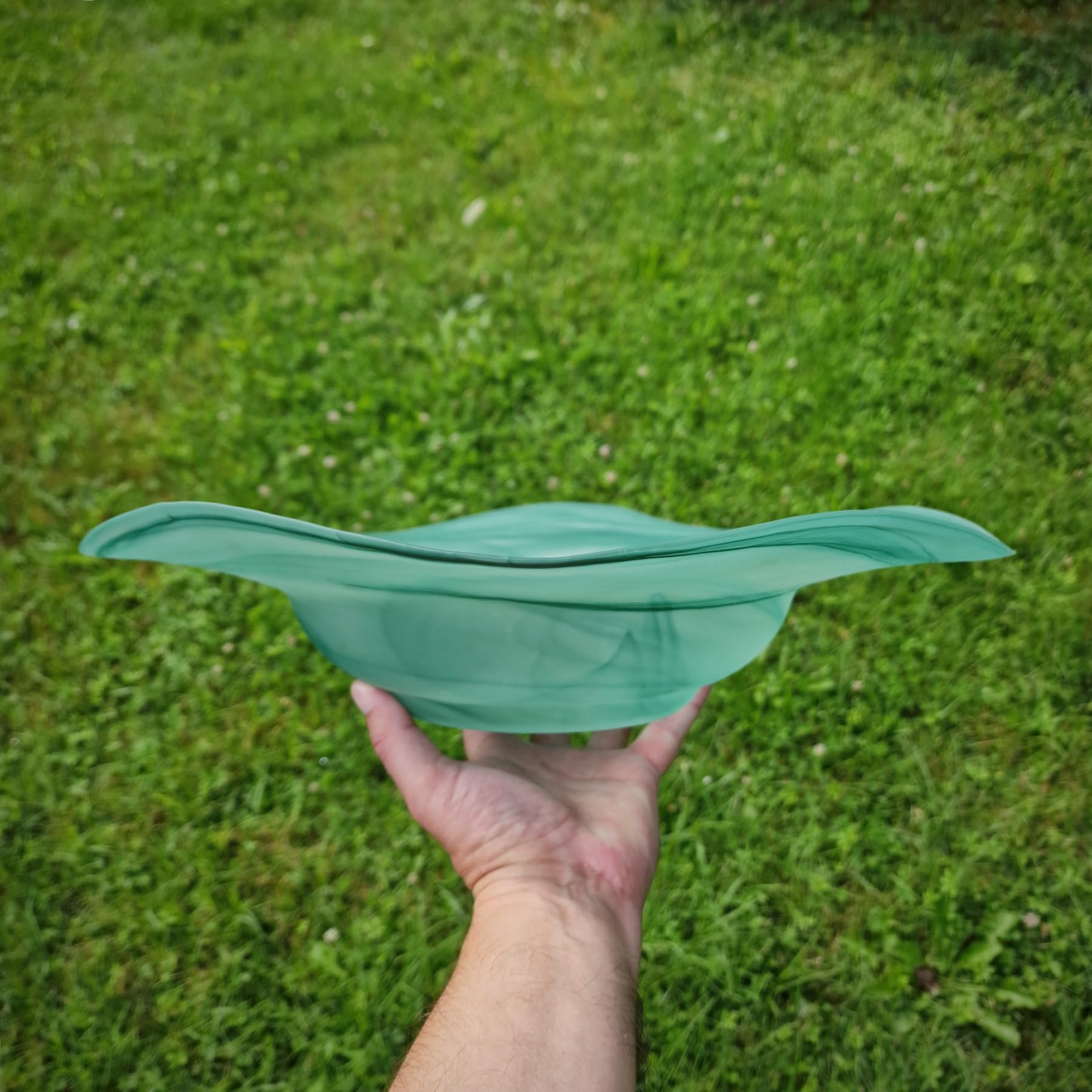 budawi® Alabaster Brunnenschale Flower rund grün, Ø 42 cm für Nebler und Zimmerbrunnen