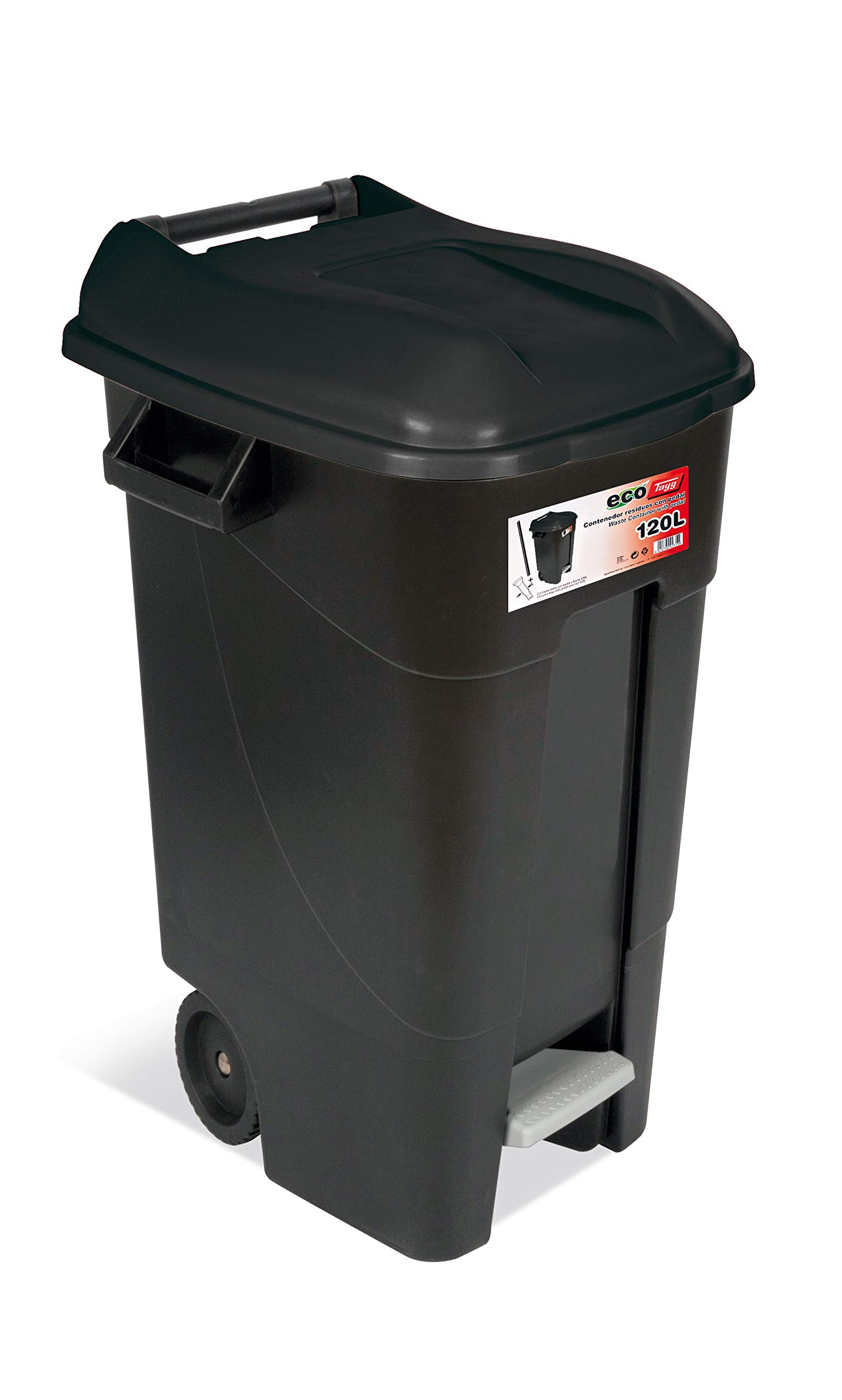 Contenedor residuos eco 120l con pedal negro