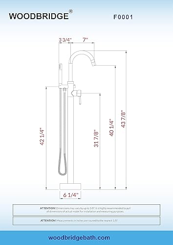 Miniatura 5 de Woodbridge BTA1507 BN - Bañera de acrílico independiente de 54 pulgadas, contemporánea, desbordamiento y drenaje BTA1507-B, con grifo de níquel