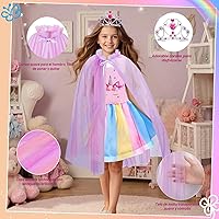 Vista 6 de Meland Vestido de princesa - Ropa de vestir para niñas con juguetes, regalo de cumpleaños de Navidad para niñas pequeñas de 3, 4, 5, 6, 7, 8 años