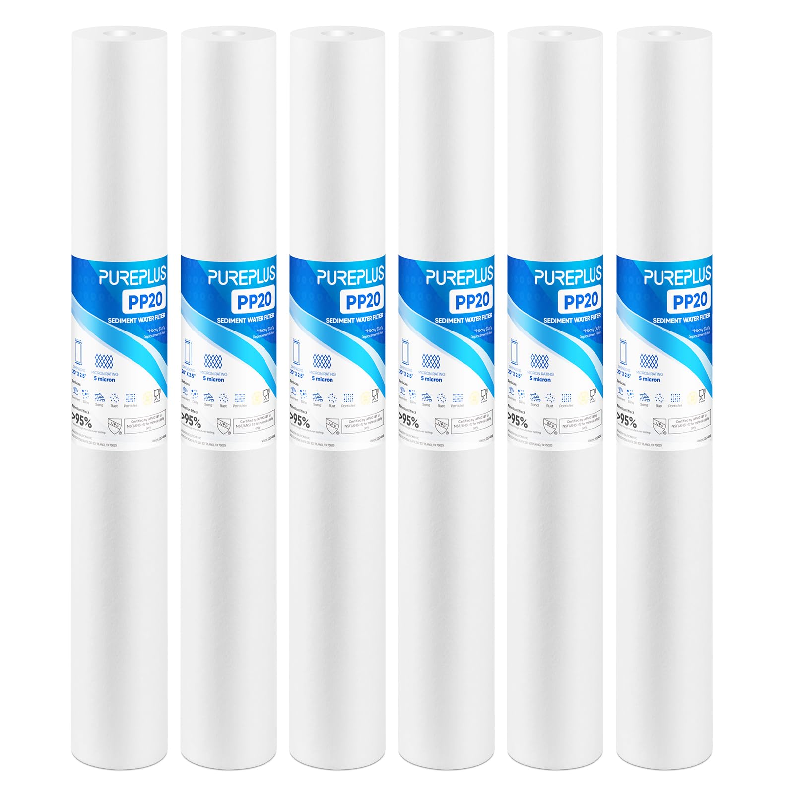 Filtro de sedimentos PUREPLUS de 5 micrones: agua limpia para todo su hogar en pack de 6