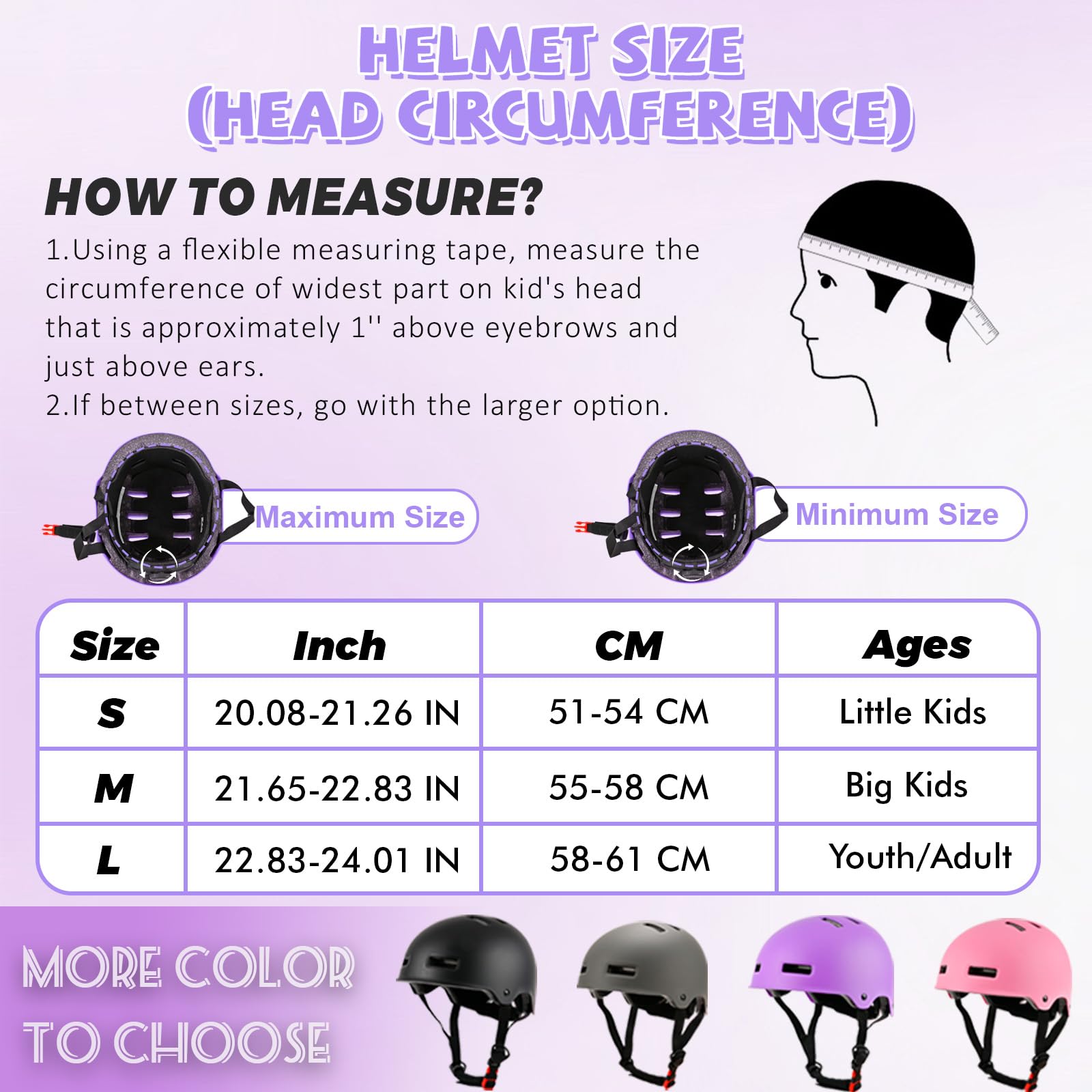 LOKJIJI Casco da bici regolabile per ragazzi ragazze giovani e adulti, Casco Protettivo per bambini per multisport skateboard monopattino bicicletta ciclismo pattinaggio