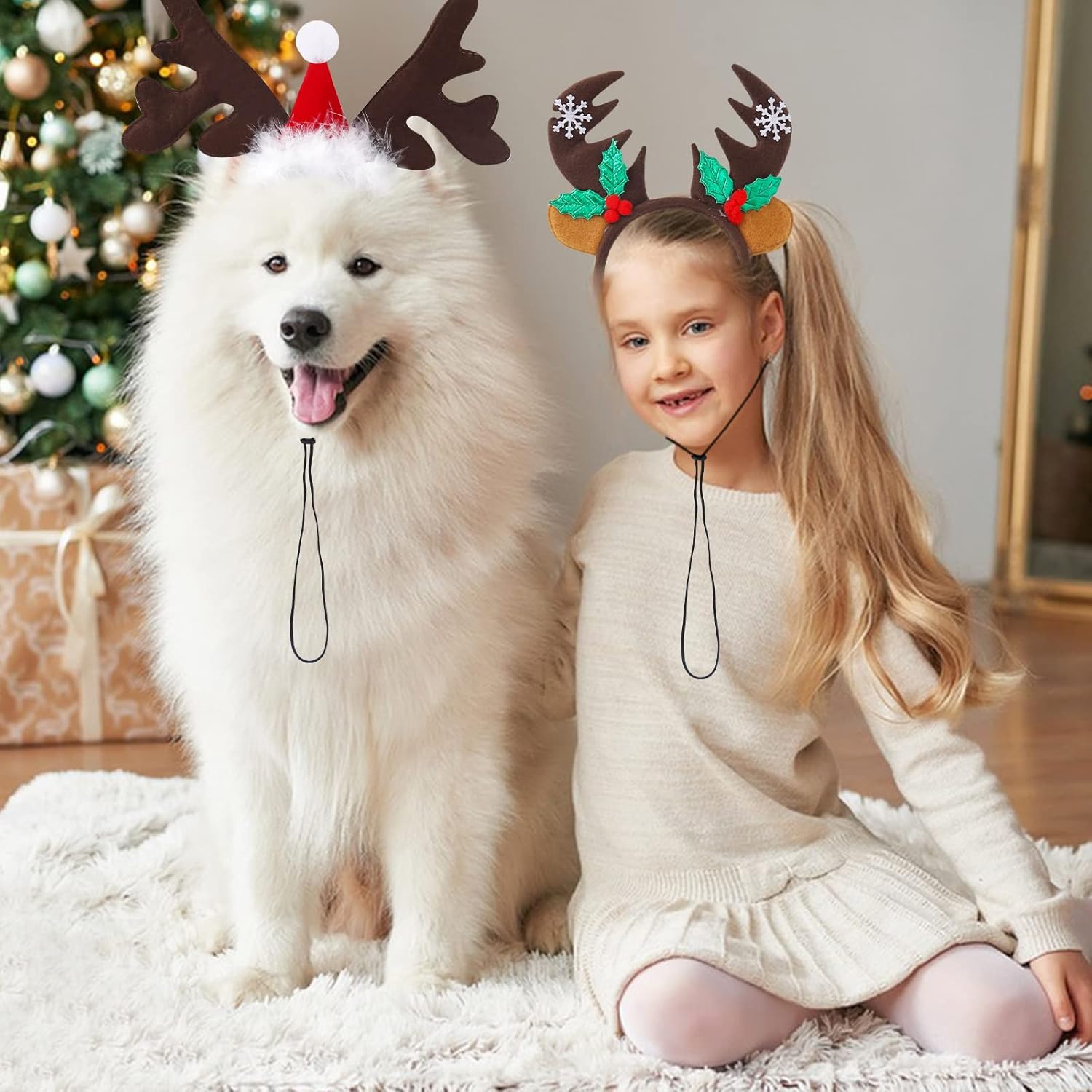 Gukasxi 3 Pieces Christmas Pet Headband Set Dog Headbands Christmas Elk Reindeer Antler Headband Christmas Hair Accessory Party Costume Accessories 7