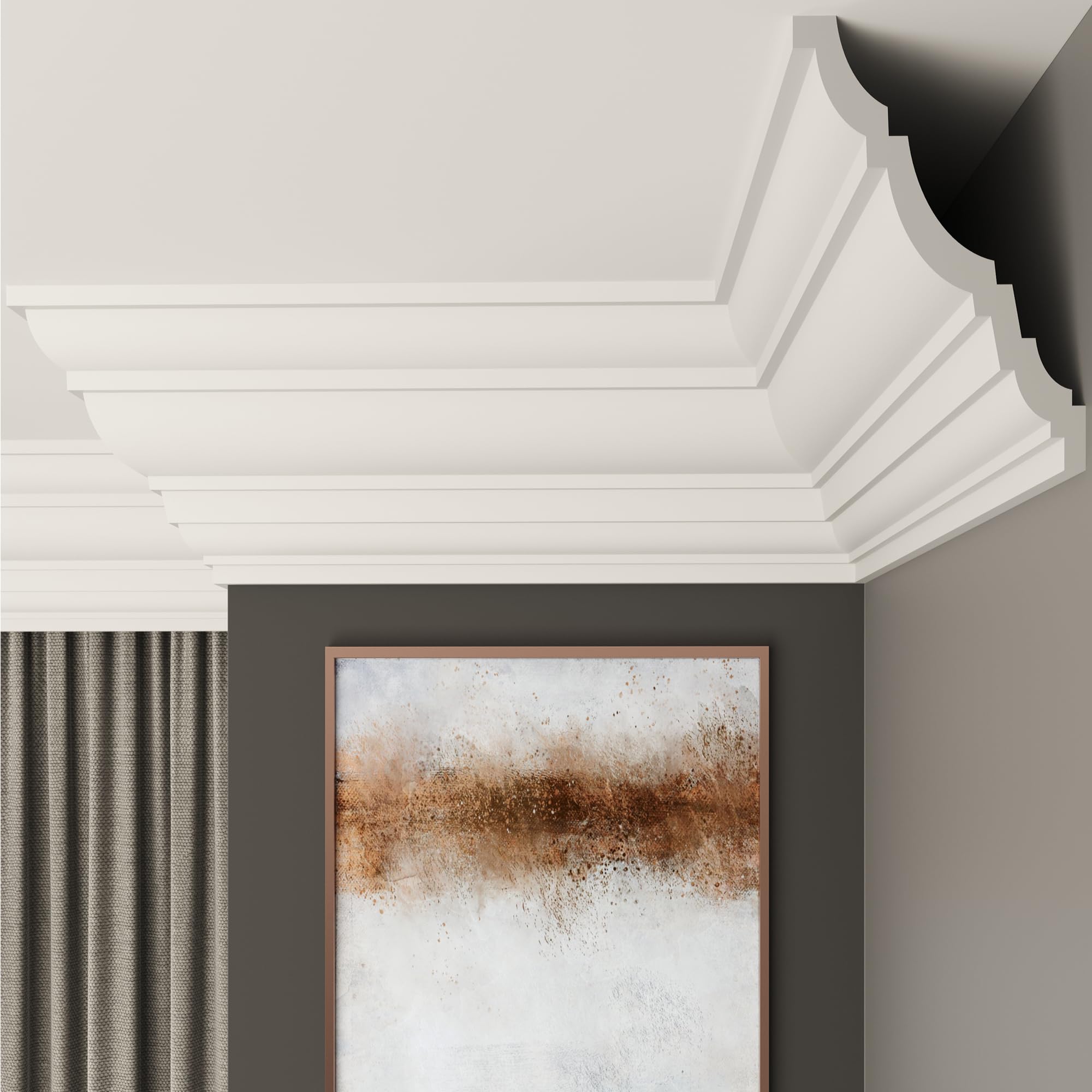 FAST DECOR Coving for Ceilings,White XPS Cornice, Lightweight Ceiling Moulding and Trim, Paintable Decorative Finish, Easy DIY Fit, Durable and Moisture Resistant (10m (5 Length), CW04)