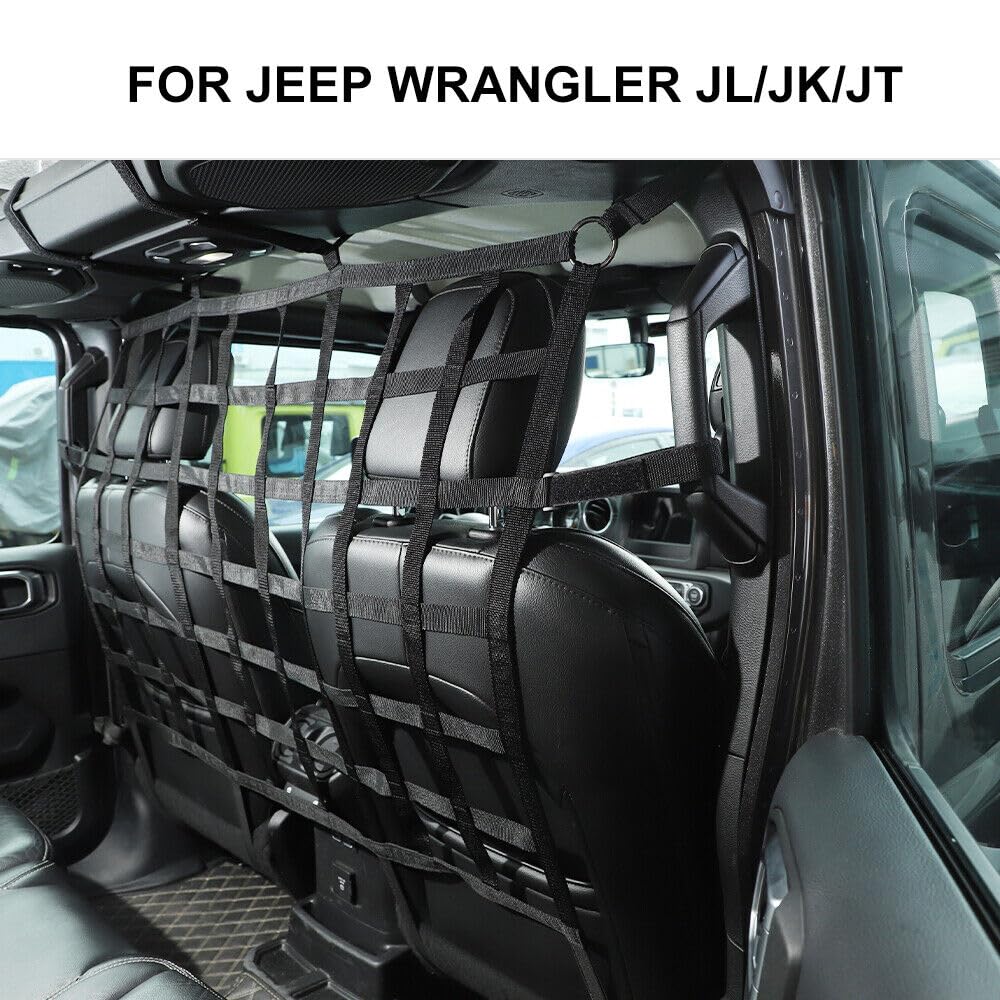 TDHLW Sedile Posteriore Isolamento Barriera Net Pet Dog Seat Divisore Misura per Jeep Wrangler JK JL Unlimited & Gladiator JT 2 Porte 4 Porte 2007-2021