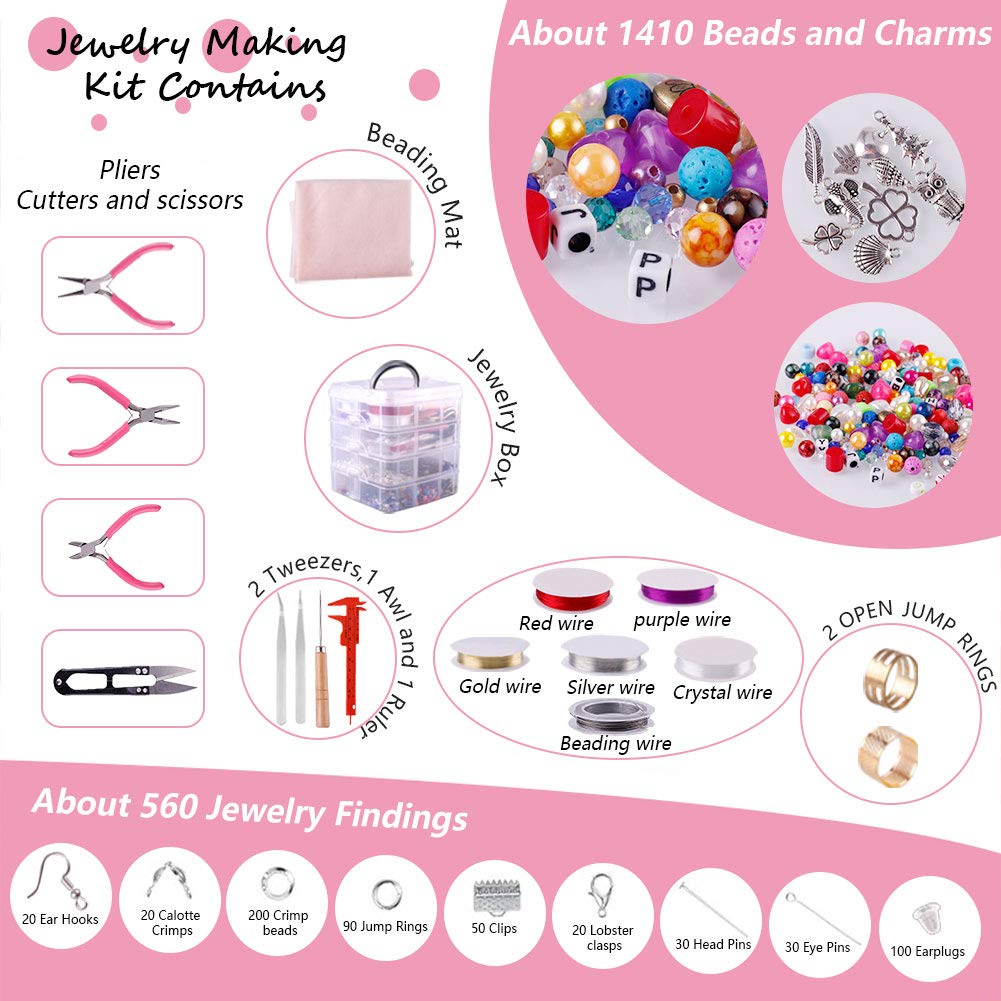 DBAILY Kit Completo Per Creazione Gioielli Fai Da Te - Strumenti E Accessori Per Principianti, Oro/Argento