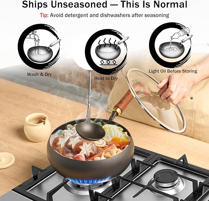 Wok de Acero al Carbono WANGYUANJI con Tapa 9.5 Pulgadas miniatura 7