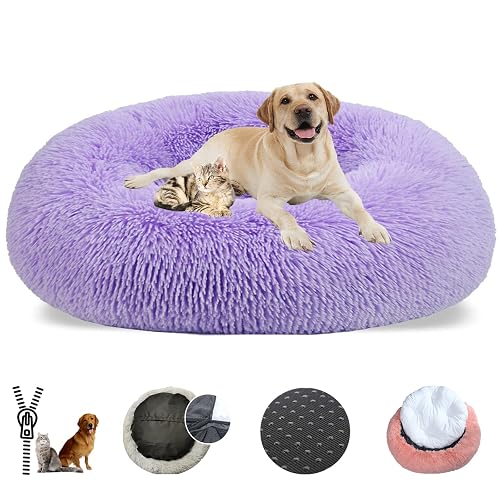 LRHRHR Cama para Perros, Redonda Camas para Mascotas con Parte Inferior Antideslizante