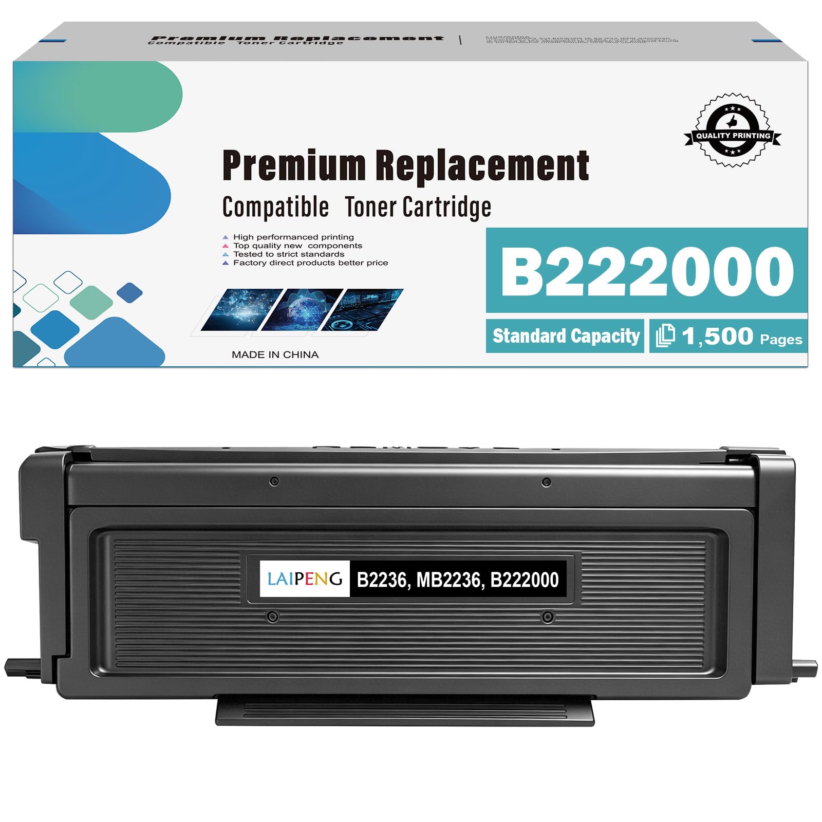 Kaseta z tonerem B222000 kompatybilna z drukarką Lexmark B2236 B2236DW MB2236 MB2236ADW MB2236ADWE MB2236I drukarka 1500 stron (czarny*1)