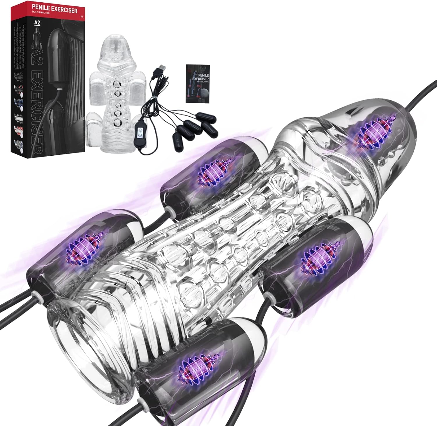 Penis Vibrator Eichel Stimulator Mann,Penis Sleeves mit 5 Vibro  Egg,Elektrischer