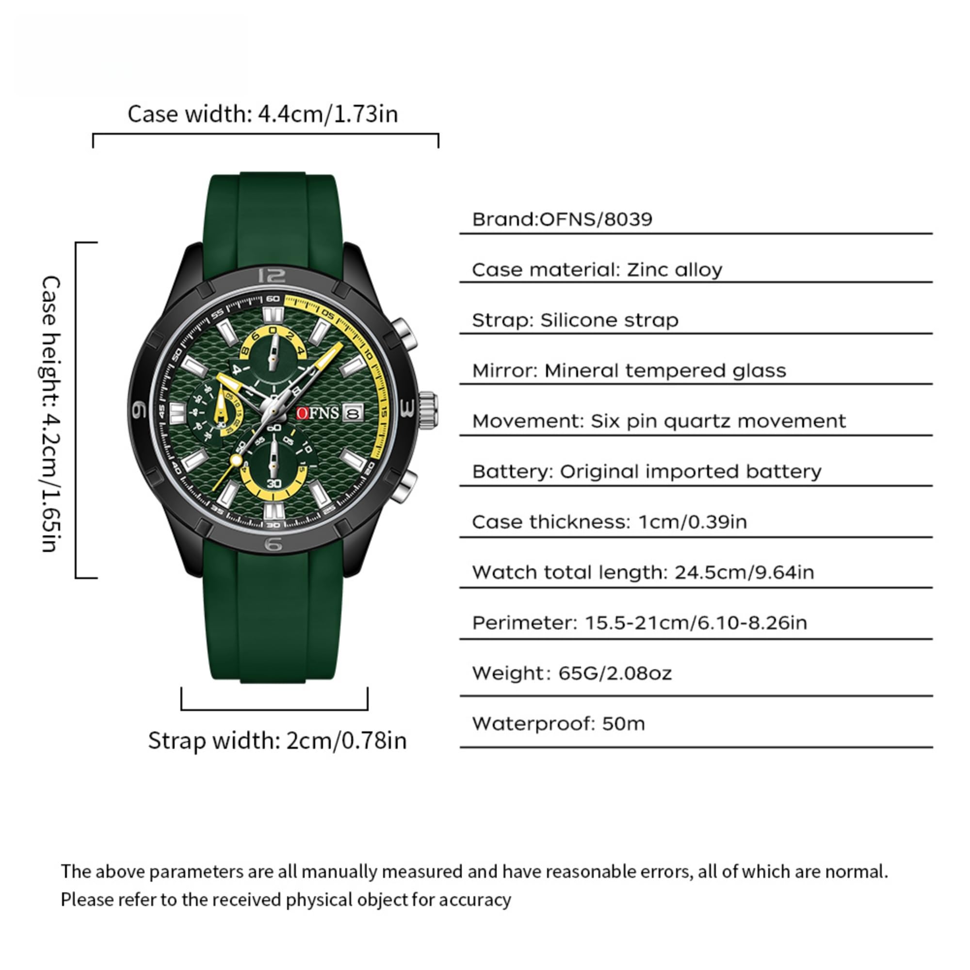 OFNS Orologio analogico al quarzo da uomo, orologio da polso da uomo, impermeabile, alla moda, sportivo, idea regalo