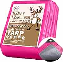 STARPYNG-12 Mil Pink/Silver 6x8 Feet Tarp-Heavy Duty Poly