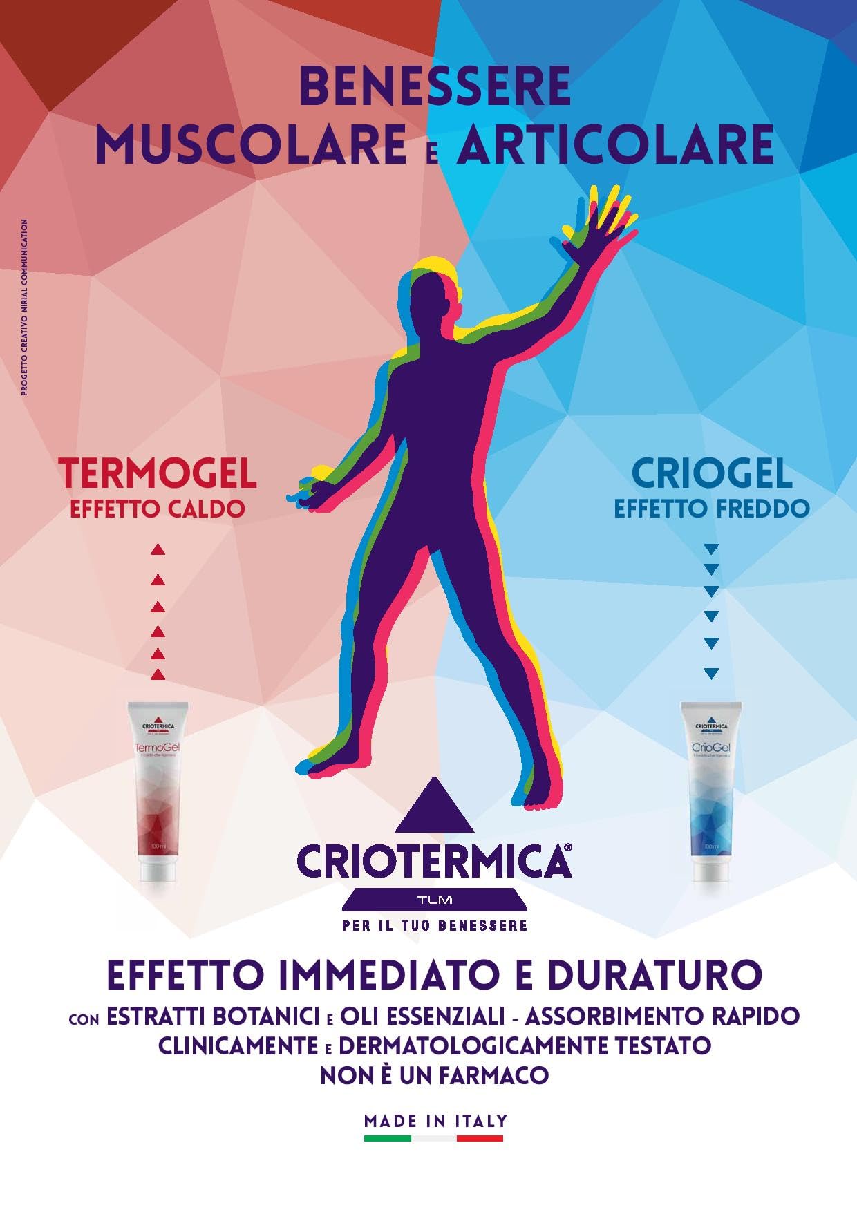 Crio Gel con MENTOLO, EUCALIPTO, BOSWELLIA per recupero muscolare in caso di eccessivo affaticamento muscolare e articolare, traumi, strappi, botte, contusioni, edemi e gonfiore, 3 tubi da 100 ml