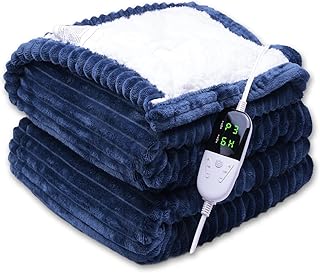 ITSHINY Couverture Chauffante 180x135cm avec Contrôle Digital 6 Niveaux, Minuterie 1-10h, Arrêt Automatique et Protection Surchauffe, Flanelle Douce Lavable en Machine