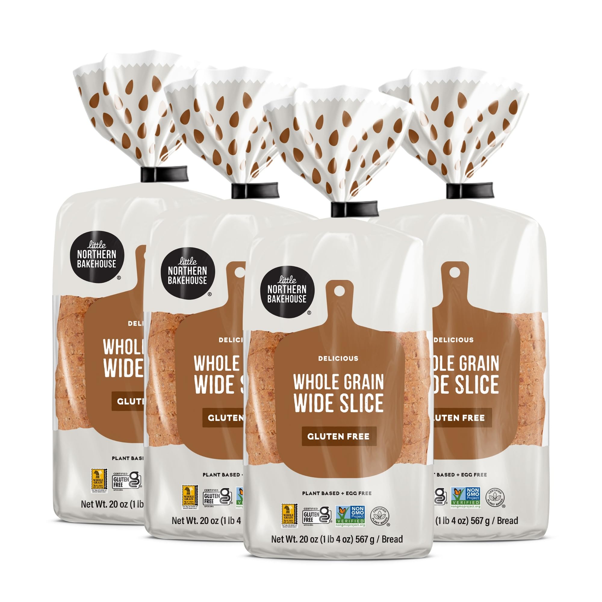 Gluten Free Wide Sliced Whole Grain Bread by Little Northern Bakehouse – 20 Ounce (Pack of 4)