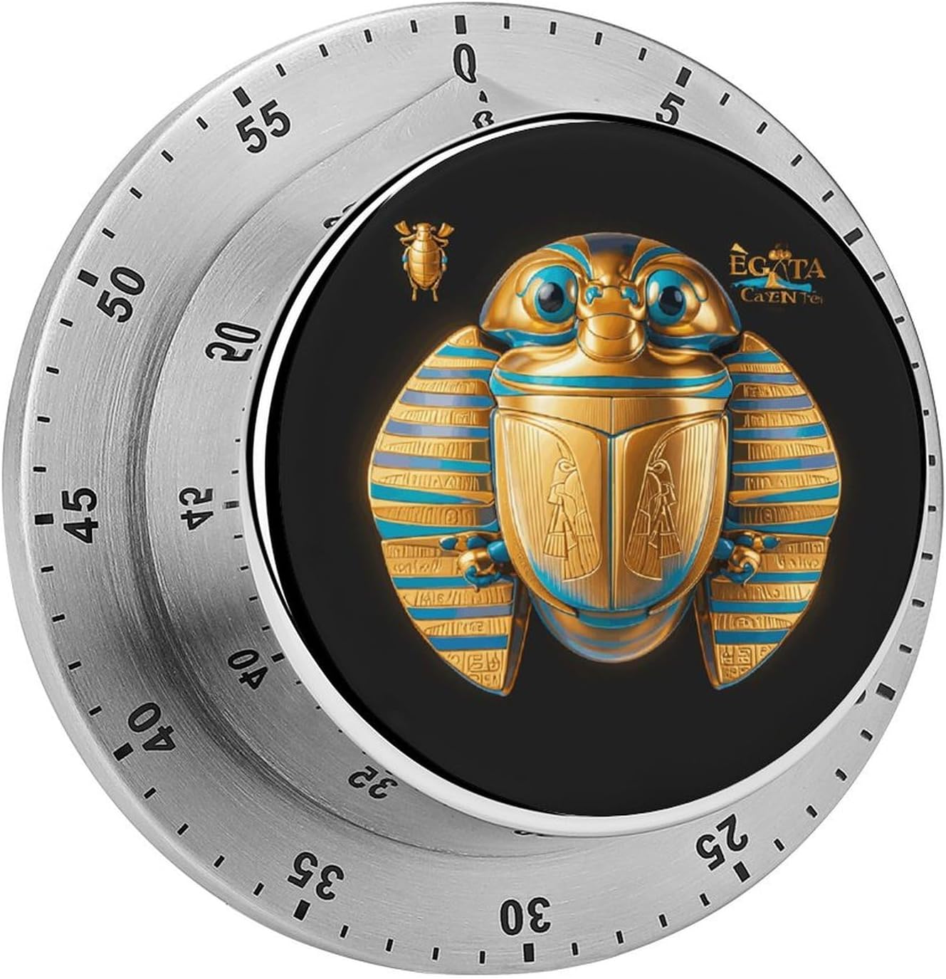 Egyptian Scarab Timer Stainless Steel Kitchen Timers Waterproof & Rust-Proof 60 Minute Mechanical Timer with Loud Alarm for Cooking, Baking, Fitness