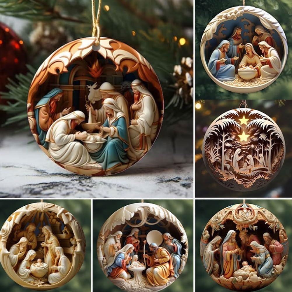 Ornement Crèche De Noël Acrylique - Décoration Sapin Religieuse - Naissance Jésus