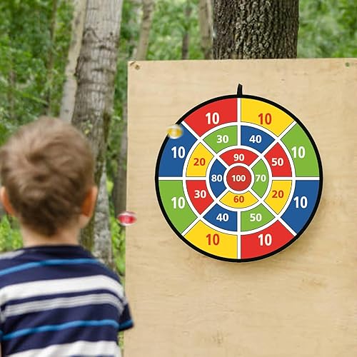 Miniatura 6 de VILLPORT Tabla de dardos grande de 29 pulgadas para niños, juego de tablero de dardos seguro con 20 bolas adhesivas, juguetes para niños y niñas,