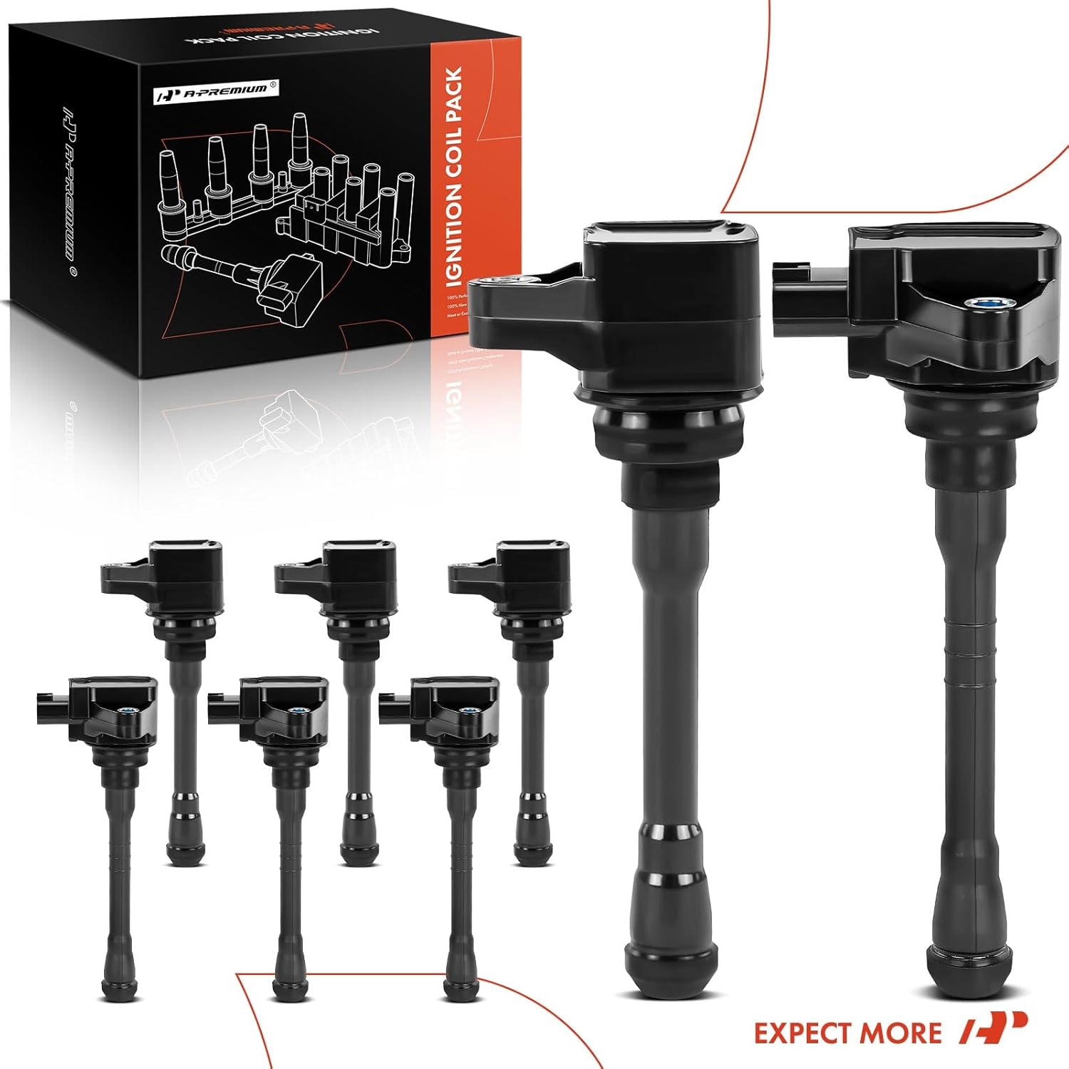 A-Premium 8PCS Ignition Coil Packs Compatible with Nissan Vehicles - V8 5.6L - NV2500 2016-2020, NV3500 2016-2019, Titan 2017-2020, Titan XD 2016-2020, Front and Rear Bank