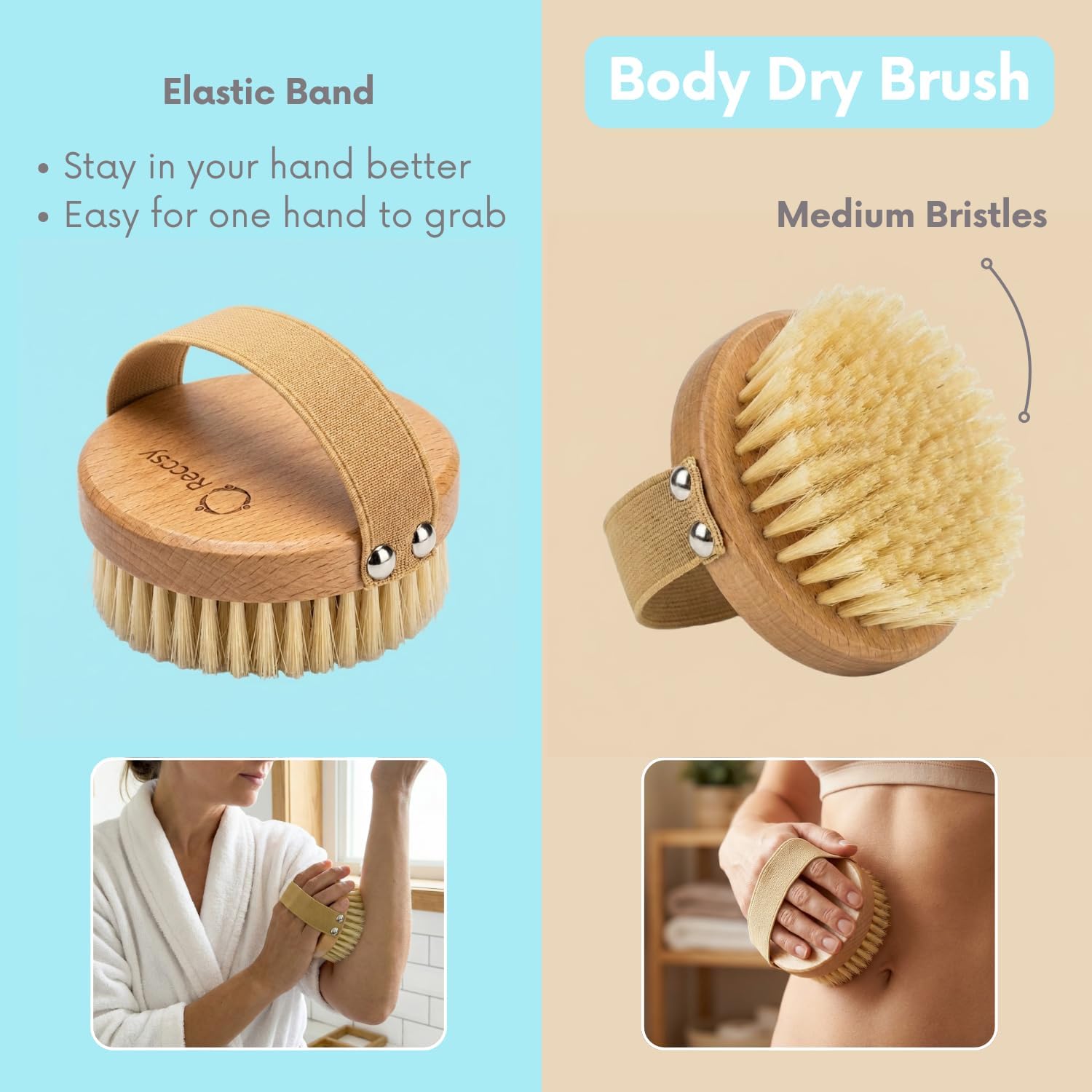 4pcs Dry Brushing Body Brush Set for Lymphatic Drainage-Natural Bristle Dry Skin Brush +Facial Dry Brush for Face+Dry Skin Exfoliating Scrubber+Wood Therapy Massage Tool. Gua Sha, Anti-Cellulite. - Image 3