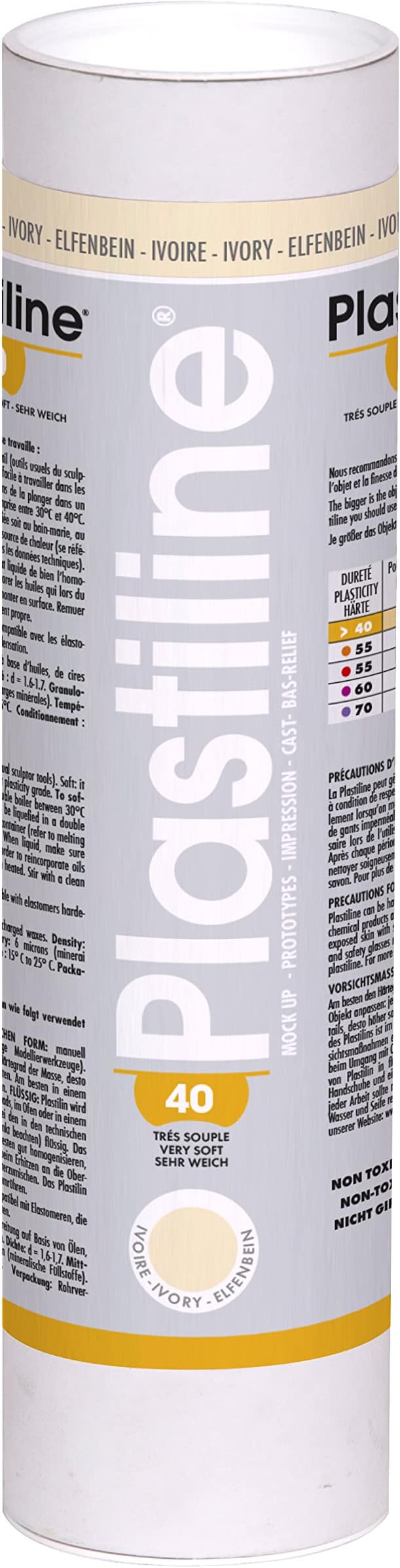 Herbin Plastiline - Ref 1140T - 1kg Tube of Plastiline - Suitable for Modelling, Moulding & Sculpting - Never Air Dries, Reusable - Hardness 40 (Very Soft & Flexible) - Ivory