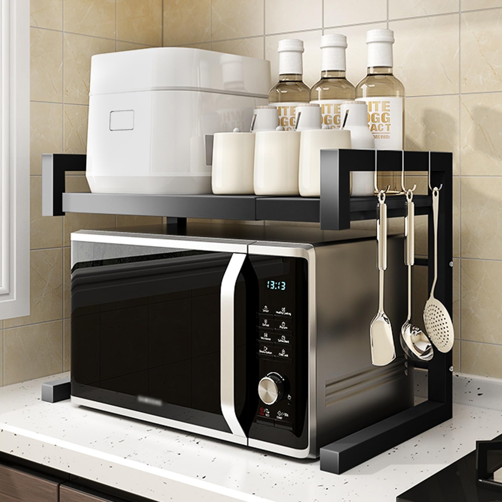 Étagère de rangement pour cuisine : libérez l'espace autour de votre four avec ce support réglable